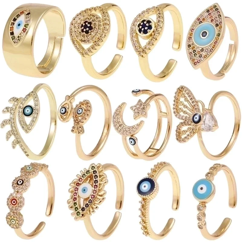 women’s silver rings-Fashion Enamel Drip Oil Evil Eye Retro Copper Tail Ring Wholesale