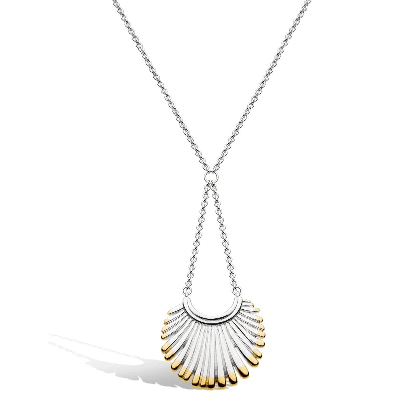 women’s trendy silver necklaces-Golden Fan Chandelier Necklace, Sterling and Gold Plating