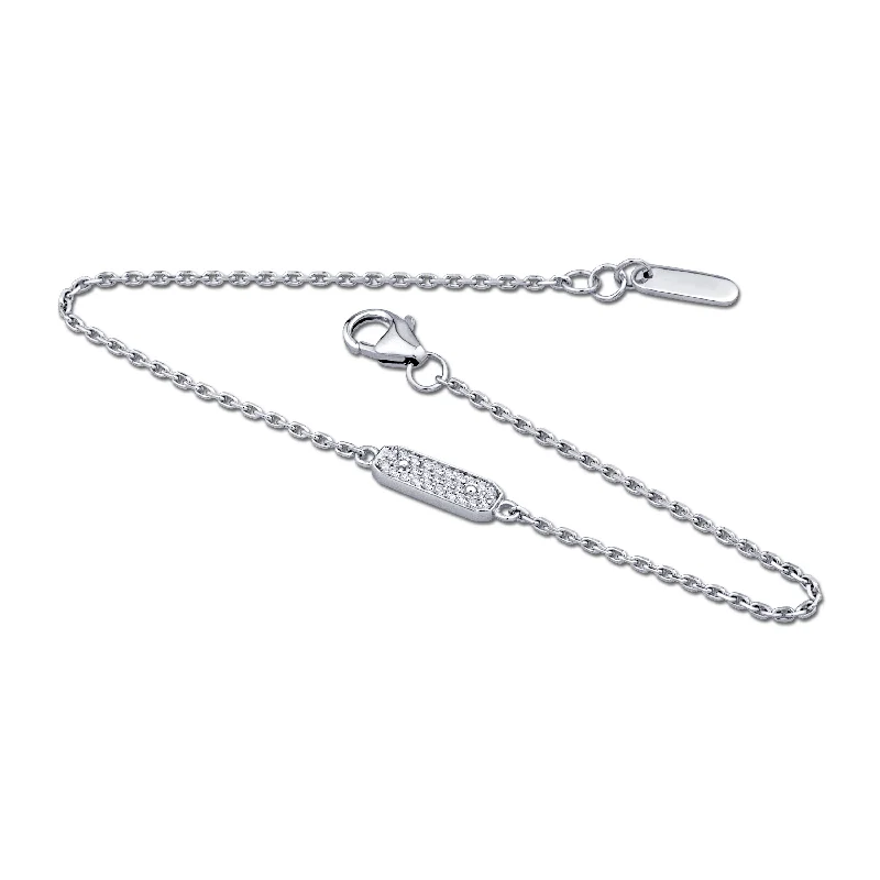 women’s animal-themed bracelets-14K White Gold 0.08ct. Diamond Mini Bar Chain Bracelet