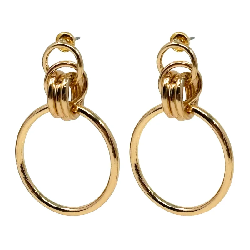 women’s vintage pearl earrings-Geometric Multi Circle Hoop Stud Earrings – Gold & Silver Tones