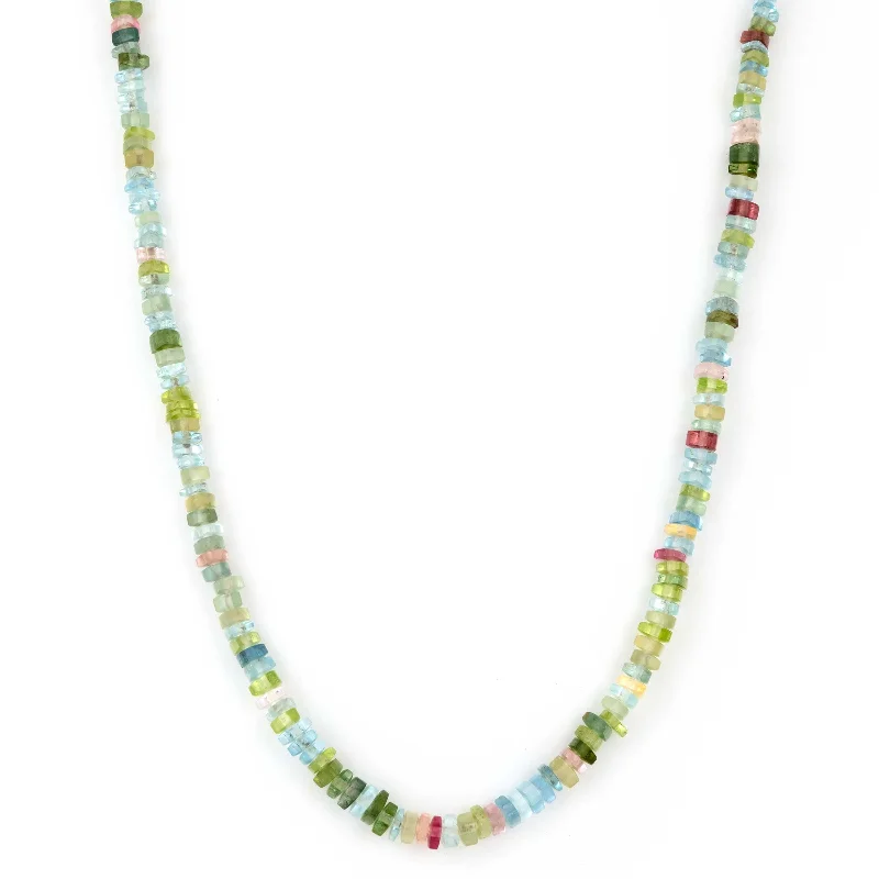 women’s birthday necklaces-Multicolor Tourmaline Bead Necklace, 18 Inches, 14K Yellow Gold