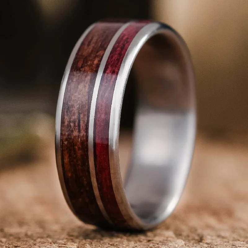 women’s custom ring engagement design-The Valor | Men's M1 Garand Rifle Stock and Purpleheart Wood Titanium Wedding Band