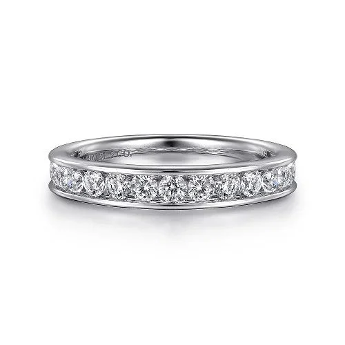 women’s ethical engagement rings-Toledo - 14K White Gold Channel Set Diamond Wedding Band - 0.76 ct