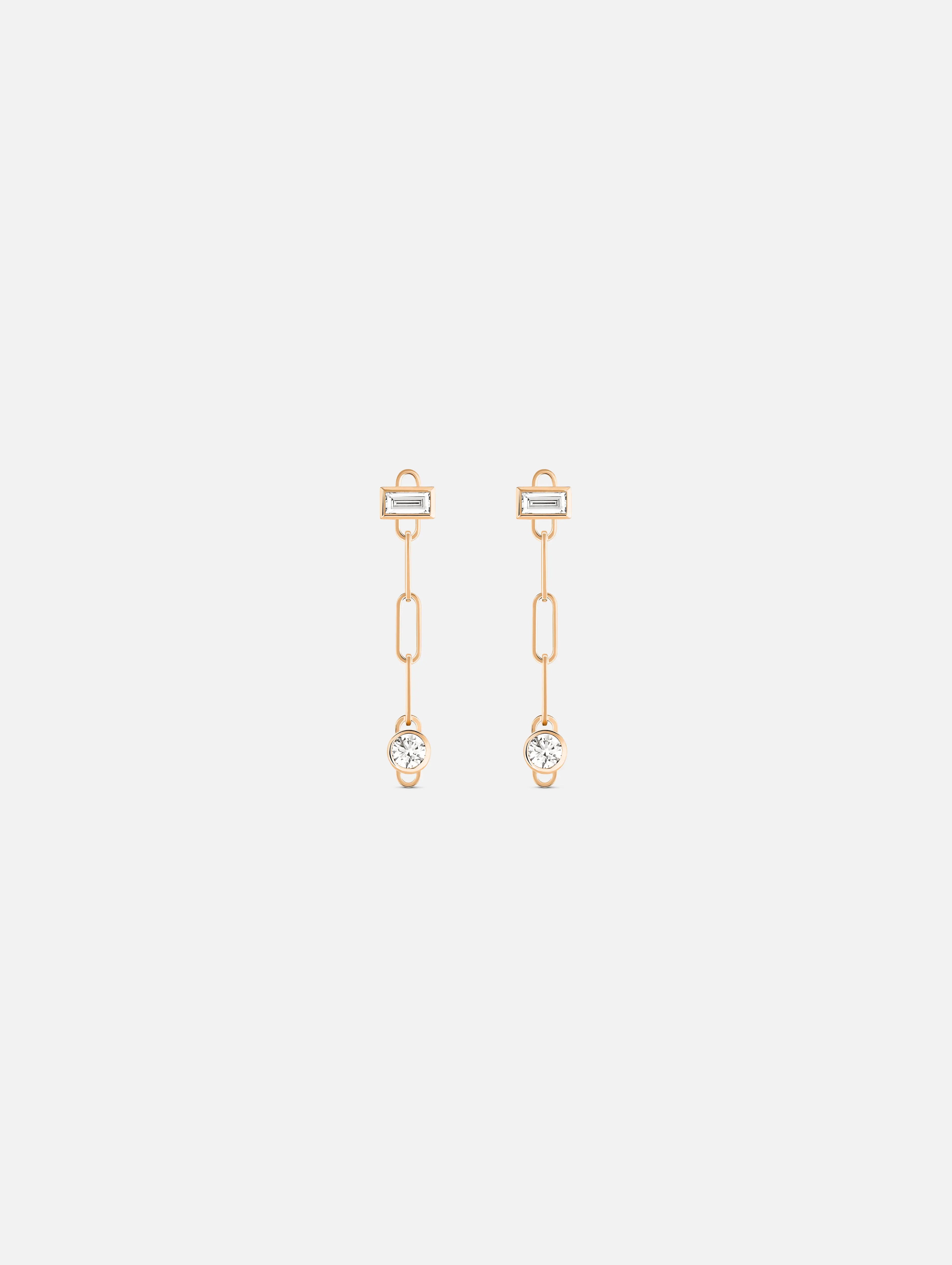 women’s diamond earrings-Baguette Round PM Classics Earrings in Rose Gold