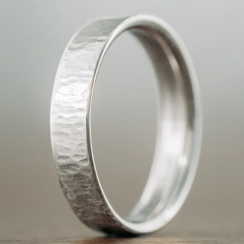 women’s engagement rings-The Willow | Women's Tree Bark Textured White Gold Wedding Band