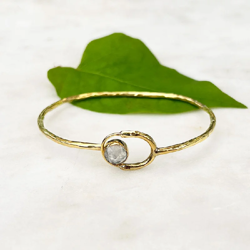 women’s statement bracelets-Moonstone Circle Cuff Bracelet, India