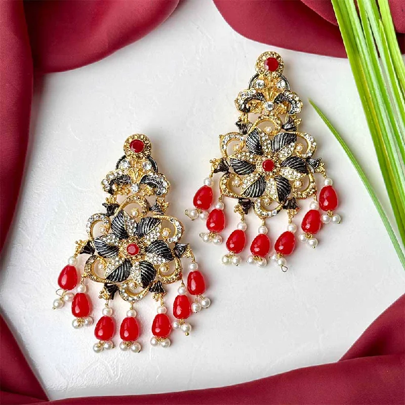 women’s crystal earrings-Areesha Earrings (Maroon)