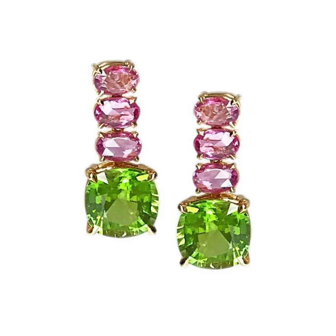 women’s minimalist stud earrings-Peridot and Pink Sapphire Earrings