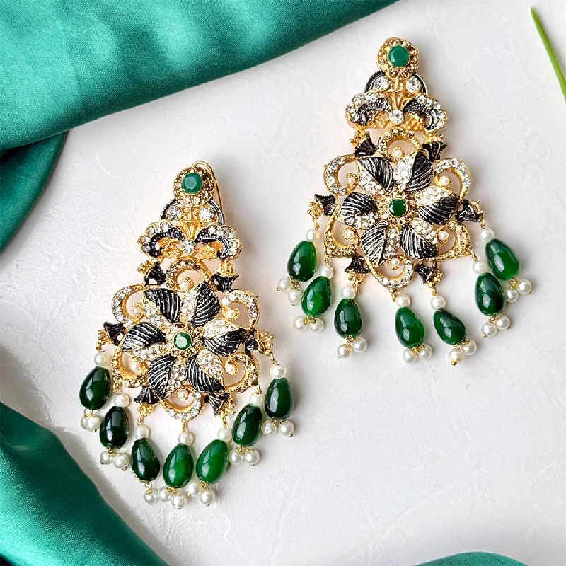 women’s diamond stud earrings-Areesha Earrings (Dark Green)