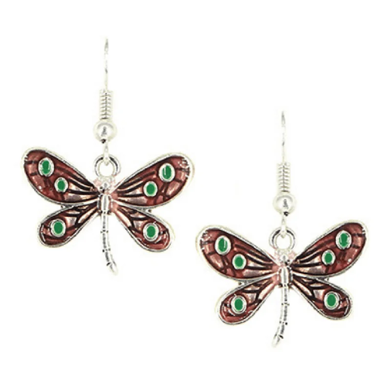 women’s crystal chandelier earrings-Antique Silver Dragonfly Dangle Earrings