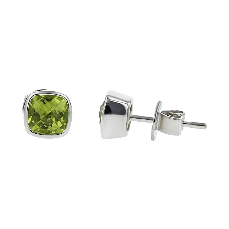 women’s vintage pearl earrings-Peridot 14k White Gold Stud Earrings