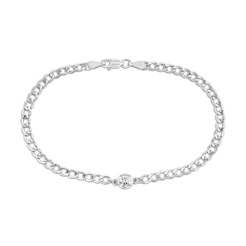 women’s anniversary bangles-Diamond Bezel Curb Chain Bracelet