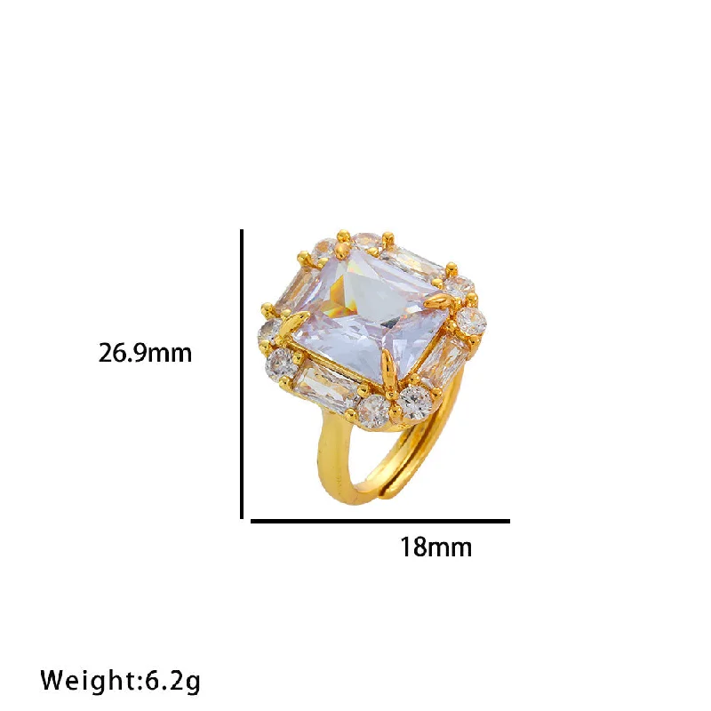 8977 square white diamond ring with open mouth