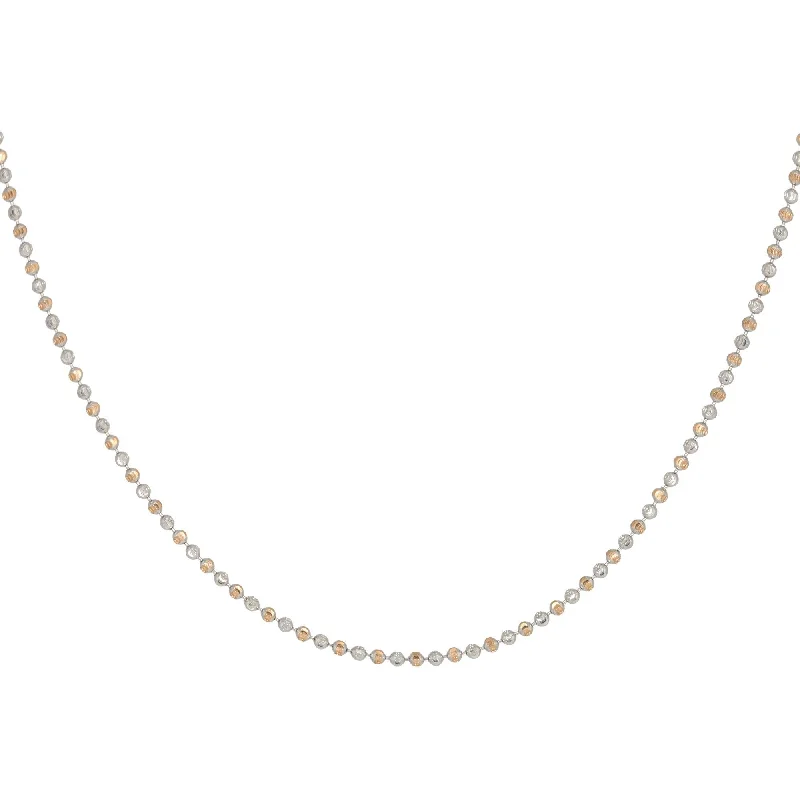 women’s gold-plated pendant necklaces-22K Yellow & White Gold Beaded Chain Necklace