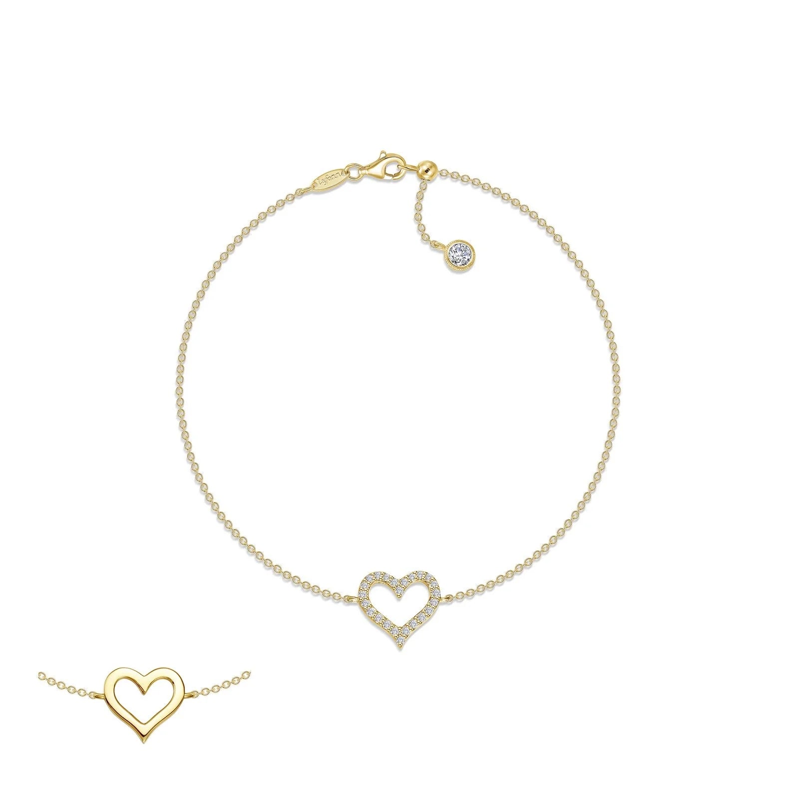 women’s simple bangles-Lafonn Simulated Diamond Reversible Cut-out Heart Bracelet B0202CLG70