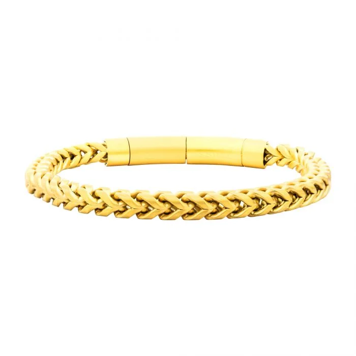 women’s bangle sets-18K Gold Plated Stainless Steel Franco Chain 8.25" Bracelet BR209MG