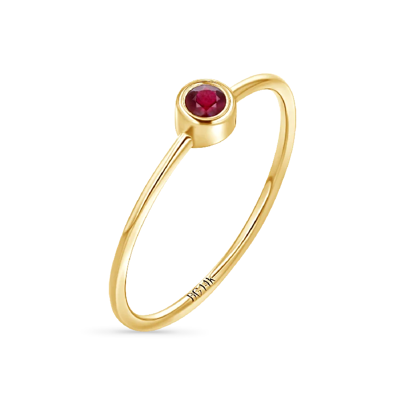 women’s custom rings-Solitaire Bezel Ruby Ring