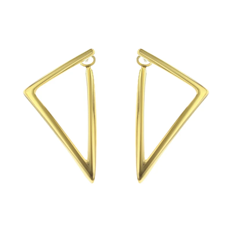 women’s bohemian earrings-Oro Classic Yellow Gold Open Triangle Drop Earrings