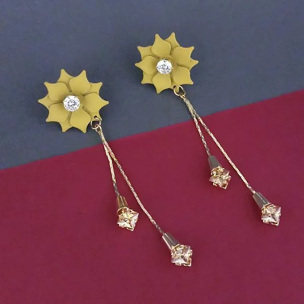 women’s ruby earrings-Urthn Gold Plated Floral Dangler Earrings  - 1315704C