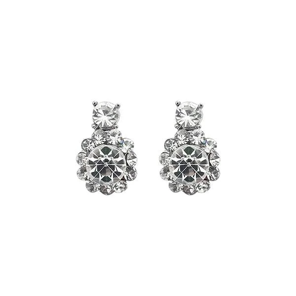 women’s rhinestone earrings-Kriaa Austrian Stone Silver Plated Stud Earrings - 1313811