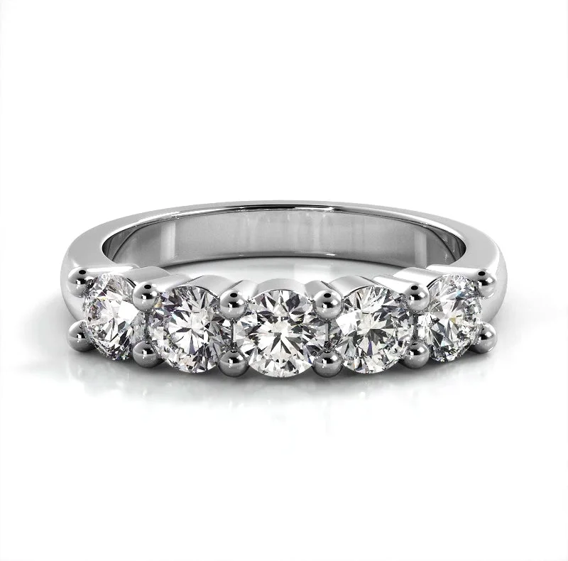 women’s vintage-inspired engagement rings-1.25 ct. Round Diamond Five Stone Wedding Band