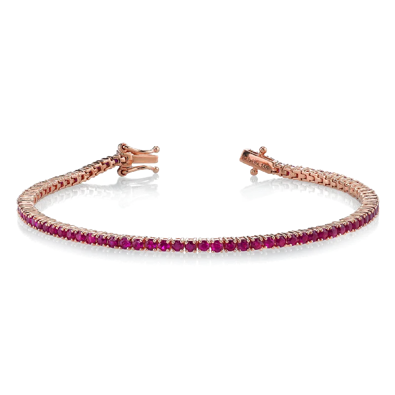 women’s luxury bracelets-The Perfect Tennis Bracelet - Ruby / 14k Rose Gold