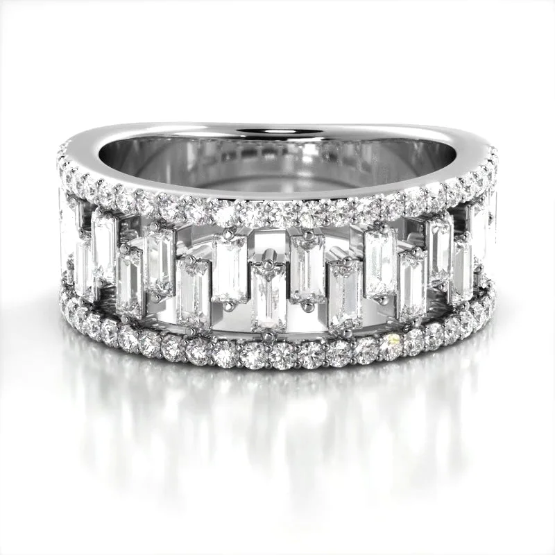 women’s affordable engagement rings-1.50 ct. Baguette And Round Diamond Wedding Band