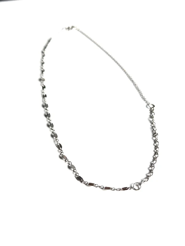 women’s classic necklaces-Patchwork Collar Silver Layering Chain Necklace - Hypoallergenic Jewelry