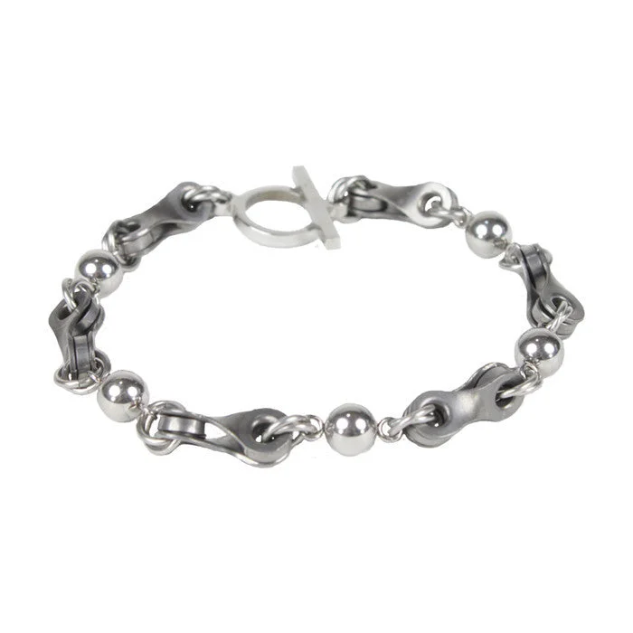 women’s wedding bracelets-Stainless Steel Twisted Link & Ball Bracelet - Wholesale