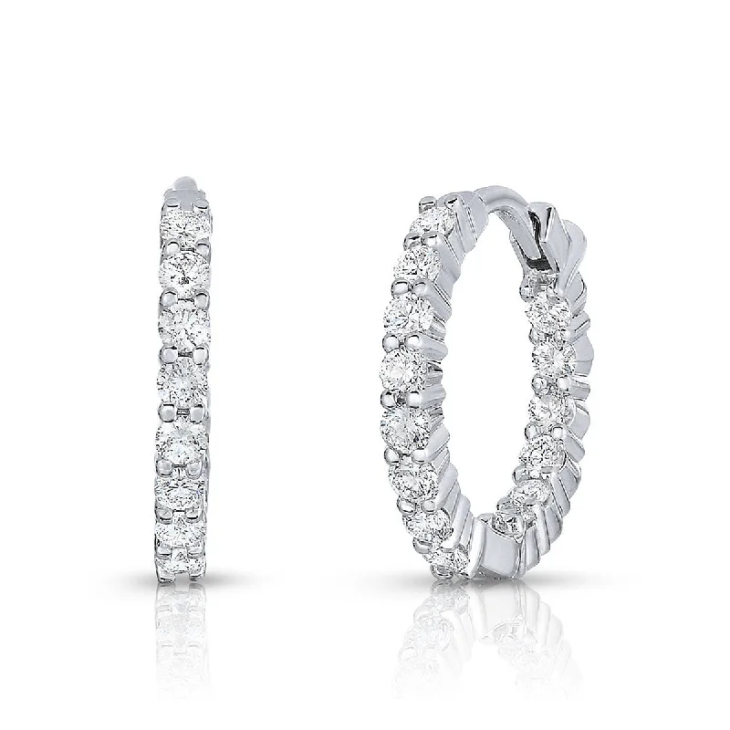 women’s twisted earrings-Petite Inside Outside Diamond Hoop Earrings