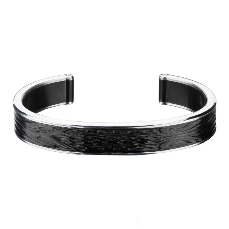 women’s ruby bracelets-Inox Jewelry Hollis Bahringer Black Plated Engraved Cuff Bangle Bracelet HBBR1504