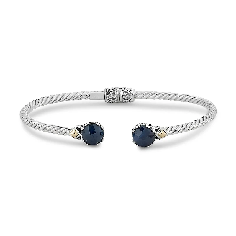 women’s infinity bracelets-Samuel B. Blue Sapphire Birthstone Glow Bangle Bracelet - September