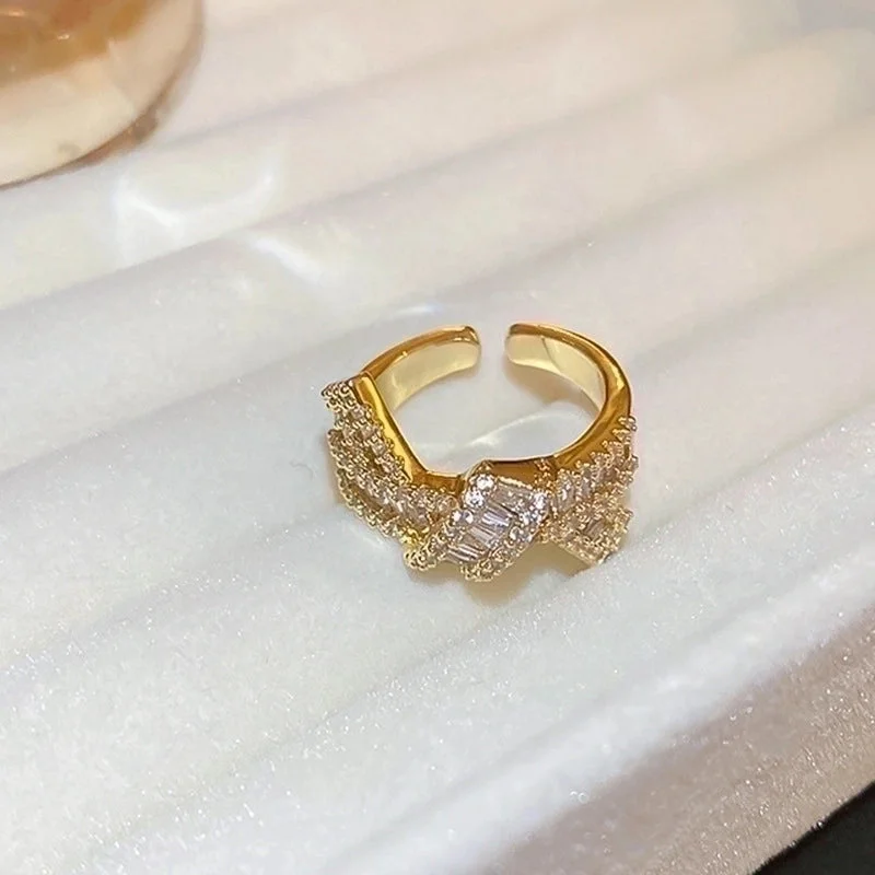 59# Open Ring-Golden Zircon Knot