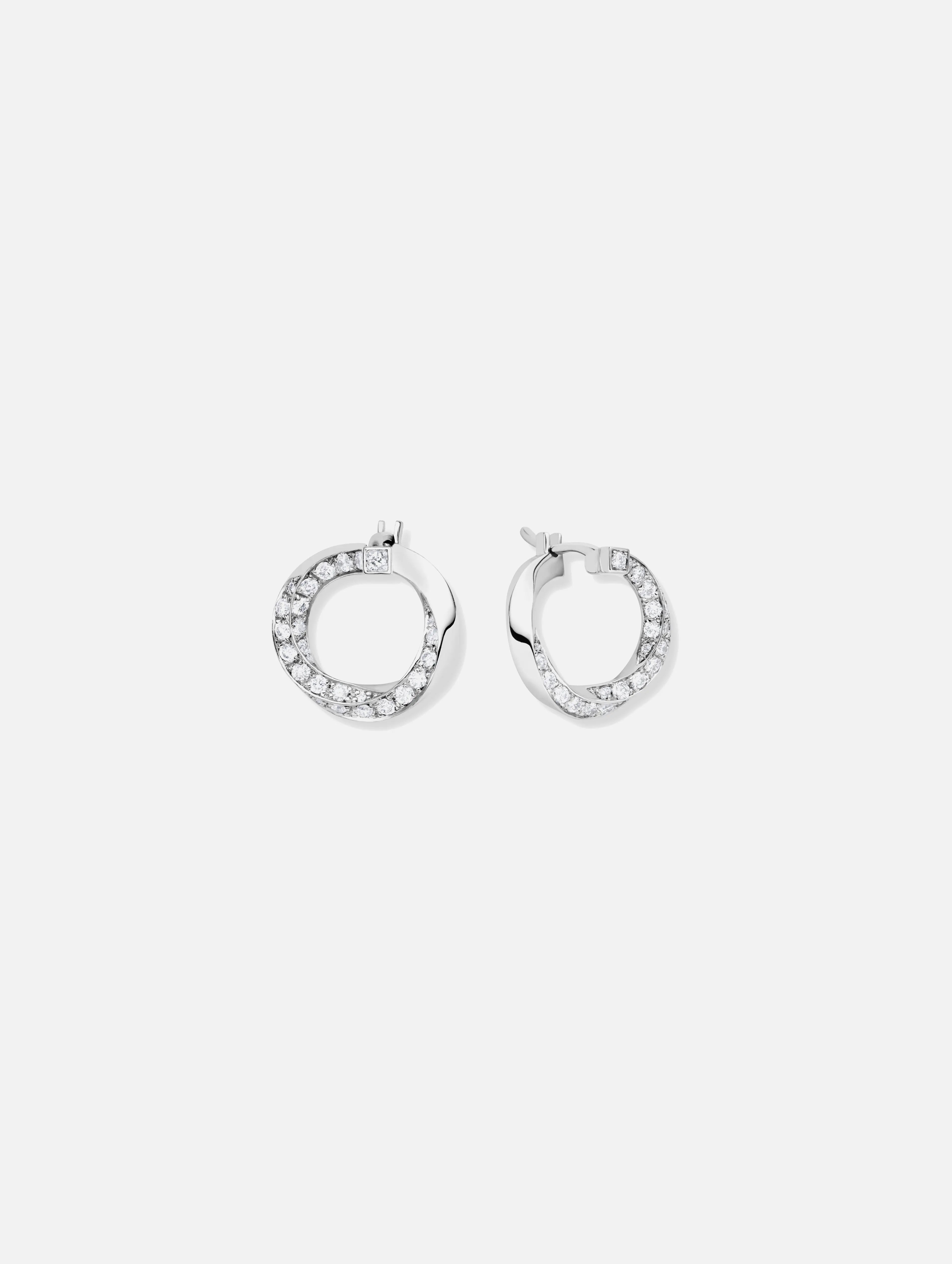 women’s bohemian earrings-Diamond Thread Earrings in White Gold