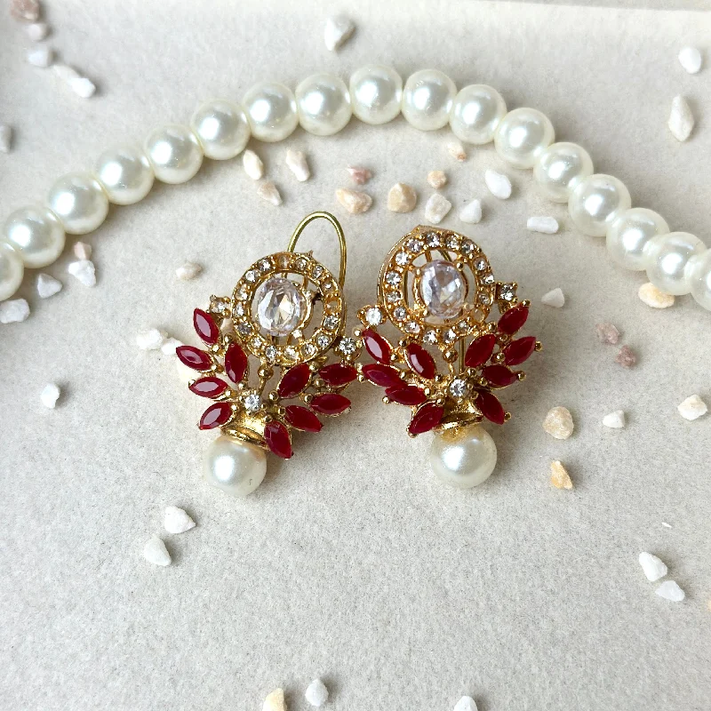 women’s bridal earrings-Lana Earrings (Golden maroon)