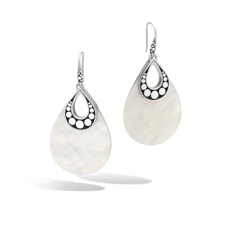 women’s vintage pearl earrings-John Hardy Drop Earring with White Mother of Pearl EBS3909MOP