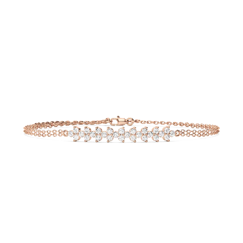 women’s romantic bracelets-Fancy Diamond Chain Bracelet