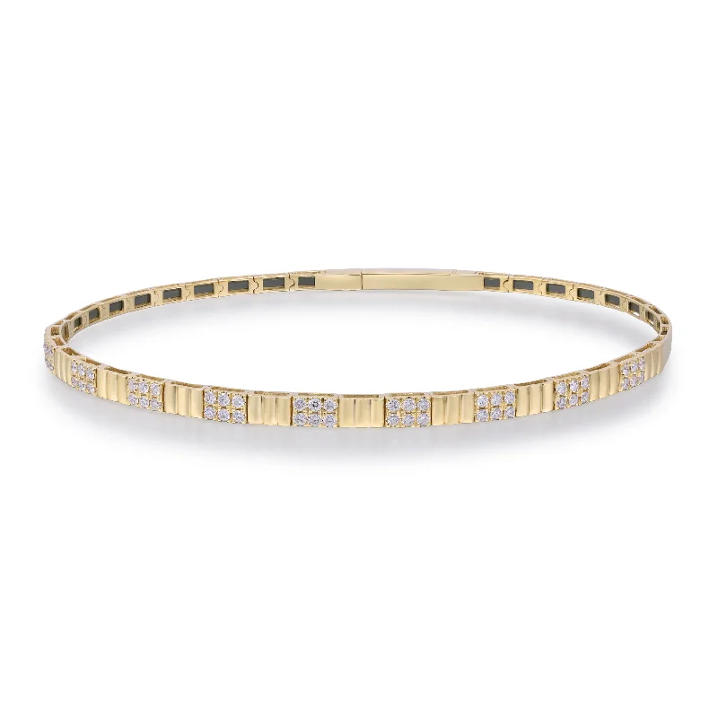 women’s boho bangles-14K Yellow Gold 0.47cttw. Diamond Flexible Bangle Bracelet