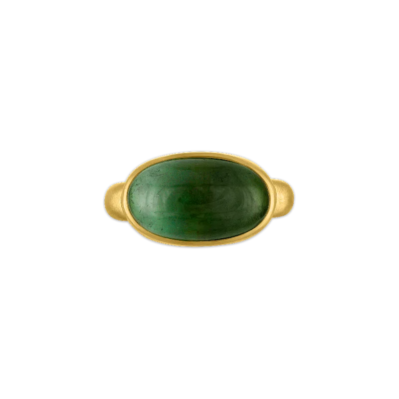 women’s stackable gemstone rings-Green Tourmaline Tegula Ring