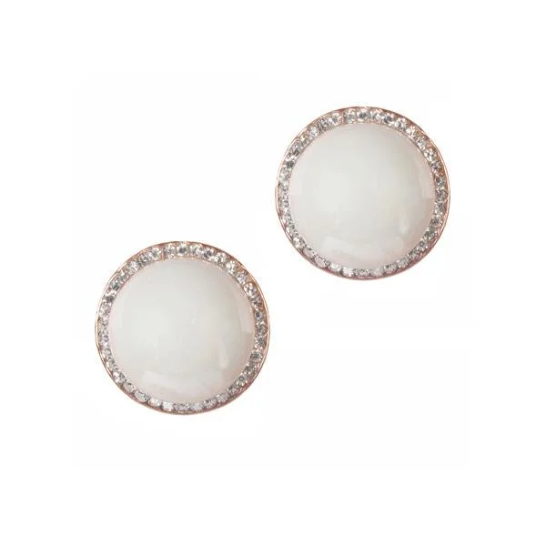 women’s trendy earrings-Urbana Glass Pearl  Rose Gold Plated Stud Earrings - 1306805