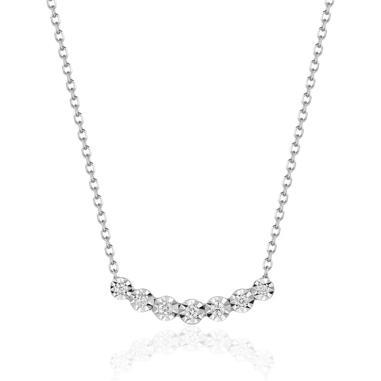 women’s rhinestone necklaces-White Gold Fashion Graduated Dia Necklace