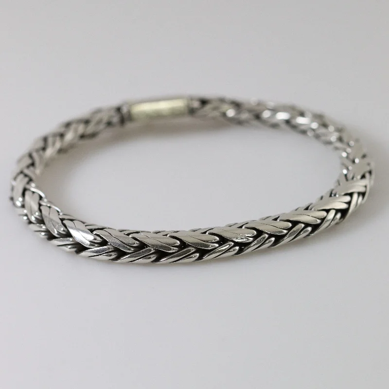 women’s multi-strand bracelets-Vintage Modernist Silver Jewelry | Wheat Link Bracelet