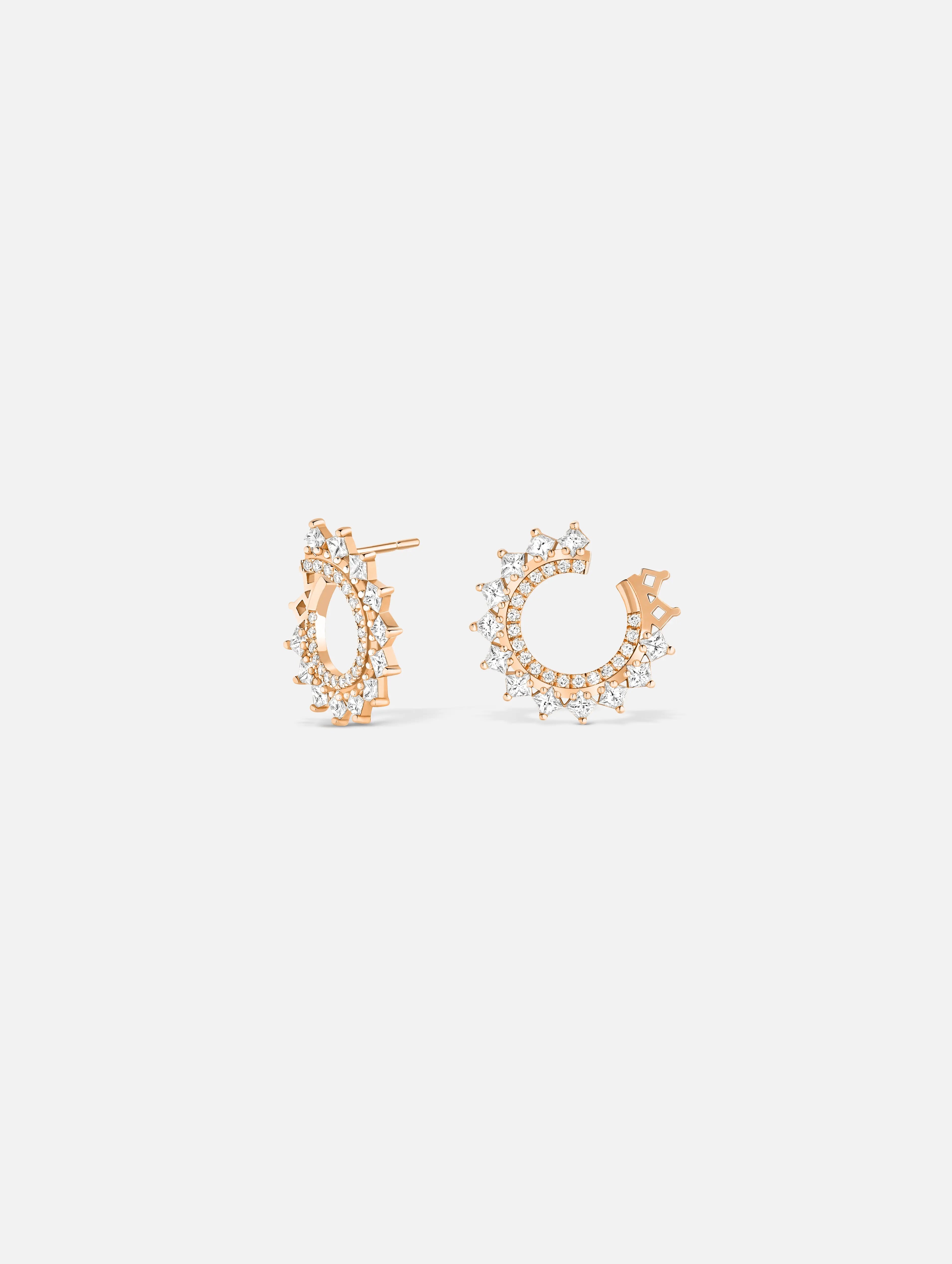 women’s pink gold earrings-Princess Diamond Earrings in Rose Gold