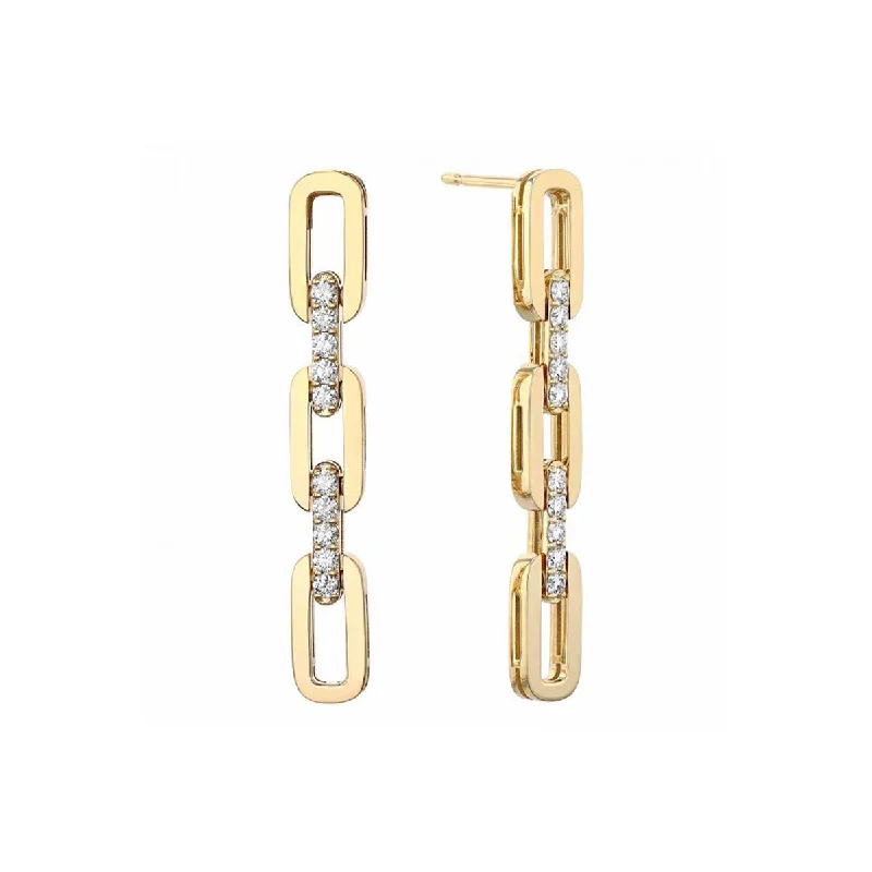 women’s dangle earrings-Navarra 3 Link Diamond Drop Earrings