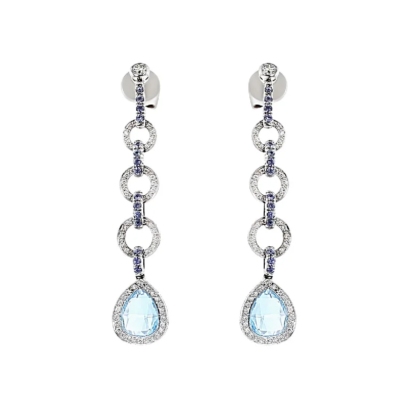 women’s custom earrings-Laura Munder Topaz, Iolite and Diamond Drop Earrings