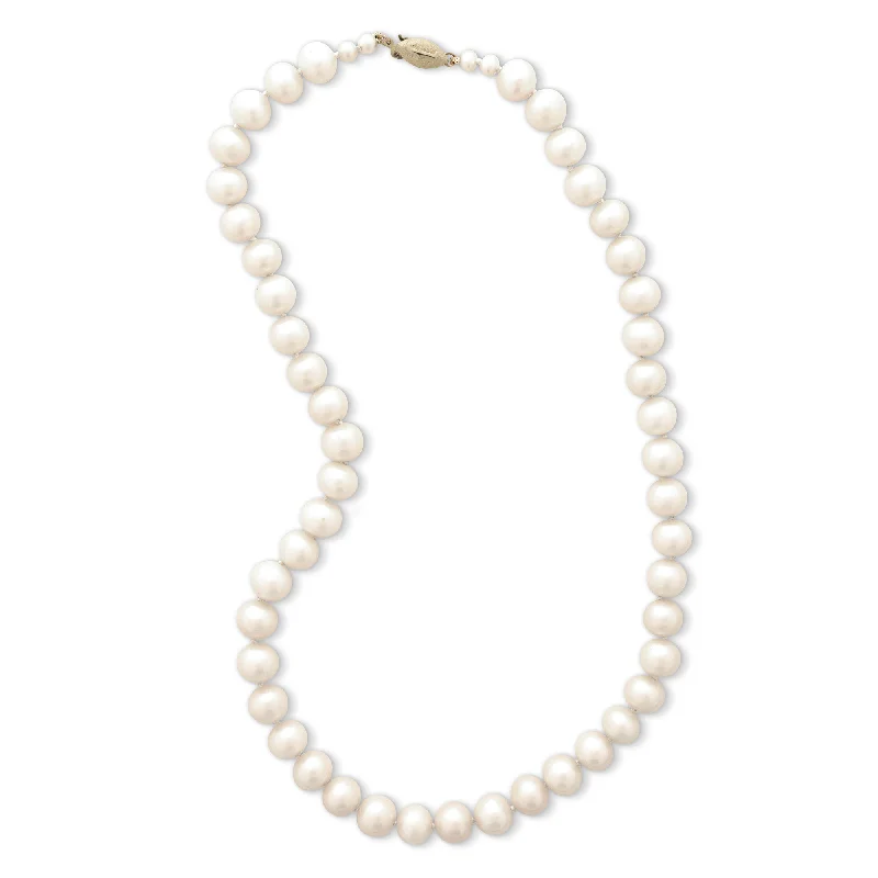 women’s diamond necklaces-Freshwater Cultured Pearl Necklace, 8MM, 16 Inches, 14K Yellow Gold