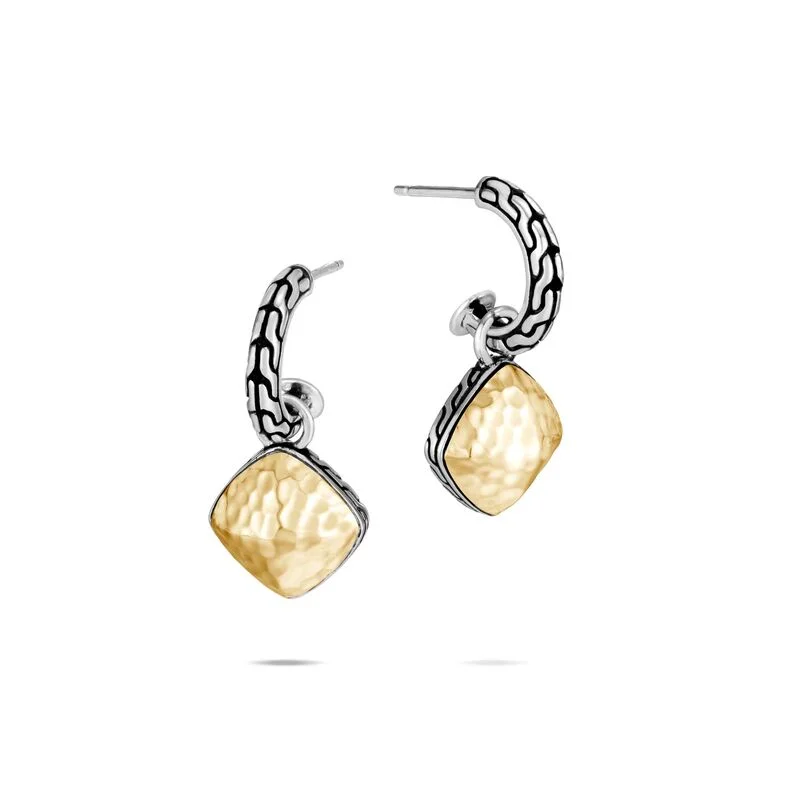 women’s gold hoop earrings-John Hardy Classic Chain Hammered Sugarloaf Drop Earring EZ90515