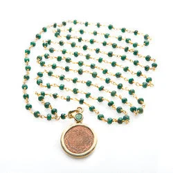 women’s floral necklaces-Emerald Sri Yantra Pendant Necklace