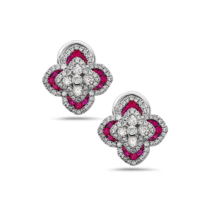 women’s emerald earrings-Precious Quatrefoil Stud Earrings