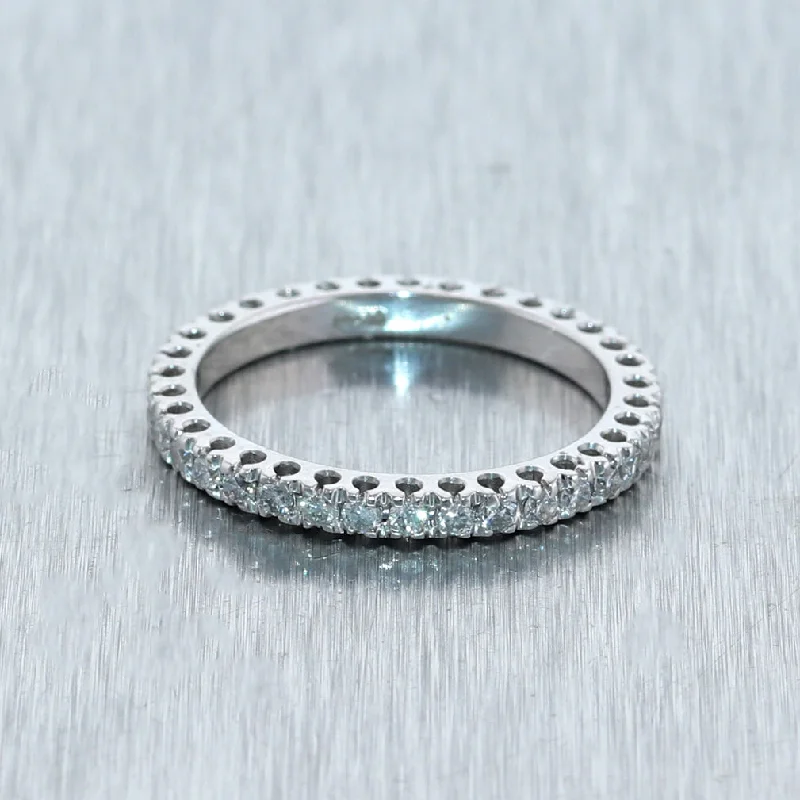 women’s gemstone engagement rings-Modern Platinum 0.79ctw Diamond Eternity Wedding Band Ring